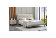 Diamond-Stitched Platform Bed - King - Click for more details