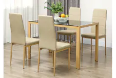 Modern Cozy High-Back Chairs & Tempered Glass Dining Set - Click for more details