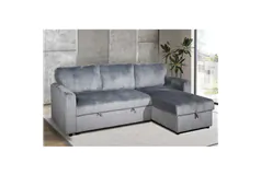Reversible Chaise Sofa Bed with Storage Bench - Grey - Click for more details