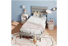 Twin Upholstered Bed Frame with Headboard , No Box Spring Needed - Click for more details