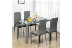 5-Piece Rectangular Glass Kitchen Table and Chairs Set - Click for more details
