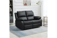 Double Reclining Loveseat PU Leather Manual Sofa BlackX - Click for more details