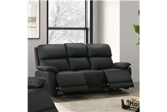 Luxury Plush Leather-Match Recliner Sofa - Black - Click for more details