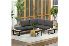 Aluminum 3-Piece Patio Corner Sofa Set - Charcoal Grey - Click for more details
