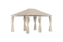 Outdoor Garden Gazebo Canopy Tent - Khaki - Click for more details