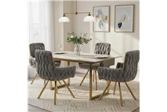 Set of 4 Velvet Dining Chairs with Swivel Ergonomic Seats - Click for more details