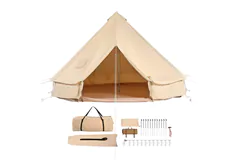 4-Season Large Cotton Canvas Bell Tent with Stove - Click for more details