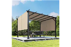 12x10 Outdoor Patio Gazebo with Retractable Canopy Roof - Click for more details