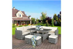 7 Pieces Outdoor Wicker Sectional Sofa Set with Dining Table - Click for more details