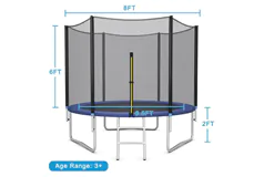 8 Feet Outdoor Trampoline Bounce Combo with Safety Closure Net  - Click for more details