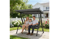 3-Person Porch Swing Chair with Adjustable Canopy & Cushion - Click for more details