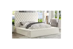 Velvet Bliss Platform Bed - King/Creme - Click for more details