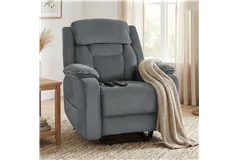 Power Recliner Chair with Massage & Electric Lift – Grey - Click for more details