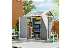 6' x 6' Resin Outdoor Storage Shed with Lockable Doors - Grey - Click for more details