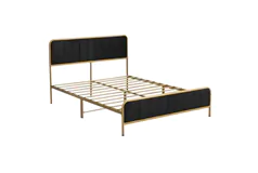 King Size Metal Bed Frame with Upholstered Headboard & Footboard - Click for more details