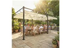 19' x 10' Pergola with Retractable Canopy, UV50+, Cream - Click for more details
