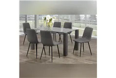 7pcs Clear Glass Table with Diamond Cushion Chair - Grey - Click for more details