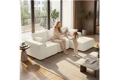 Multi-Functional 2-in-1 Modular Sectional Couch - Cream White - Click for more details
