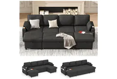 CozyFlex U-Shaped Convertible Sofa Bed with Storage - Click for more details