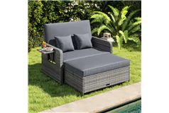 Outdoor Wicker Loveseat Sofa - Gray - Click for more details
