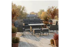 6-Piece Patio Furniture Set with Sofa, Chairs & Table - Grey - Click for more details