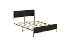 Queen Size Metal Bed Frame with Upholstered Headboard & Footboard - Click for more details