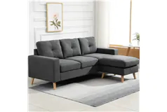 Modern Fabric Sectional Sofa - Dark Grey - Click for more details