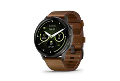 Garmin Venu 4 GPS Smartwatch - 45mm AMOLED, Leather Band, Slate - Click for more details