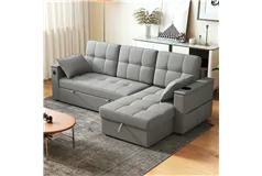 Multi-Functional L-Shape Futon Couch - Charcoal Grey - Click for more details