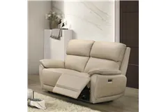 Luxury Plush Leather-Match Recliner Loveseat - Beige - Click for more details