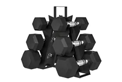  60 LBS Hex Dumbbell Set with Rack - Click for more details