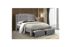 Fabric Platform Bed Frame with Dual Front Drawers - Queen - Click for more details