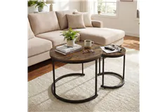 Round Nesting Coffee Tables (Set of 2) - Rustic Brown - Click for more details