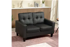 Modern PU Leather Double Sofa Couch - Black - Click for more details