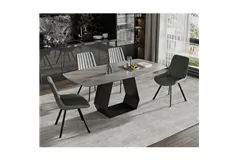 Modern Marble Dining Set - Grey - Click for more details