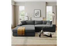 Big Corner Sectional Couch with Deep Seats - Gray - Click for more details
