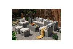 8-Piece Grey Rattan Outdoor Furniture Set - Off White - Click for more details