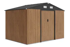 Heavy-Duty Galvanized Steel Outdoor Shed, Foundation Kit, Wood Effect - Click for more details