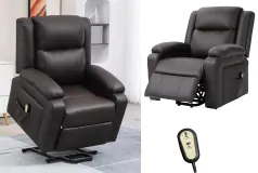 Comfortable Power Lift Chair, PU Leather, Overstuffed, Quick Assembly - Click for more details