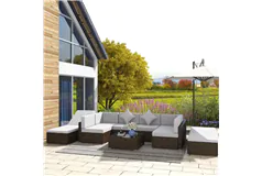 9-Piece Wicker Patio Furniture Set with Cushions - Click for more details