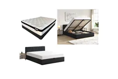 IF5160-Storage bed & One Sided Plush Euro Top Mattress-QUEEN BUNDLE - Click for more details