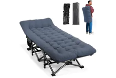 Portable Folding Camping Cot with Cushion, Blue, 450 lb - Click for more details