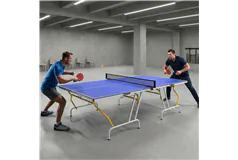 9 x 5 ft Folding Table Tennis Table with Paddles, Blue. - Click for more details