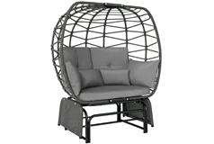 Double Egg Chair Outdoor Glider - Grey - Click for more details