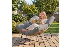 Indoor Outdoor Papasan Rocking Chair, Oversized Rocking Egg Chair,Grey - Click for more details