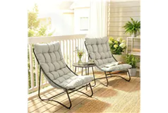 3 Piece Outdoor Bistro Set,Patio Table and Chairs Set for 2,Light Grey - Click for more details