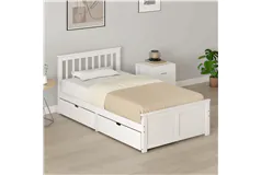 Twin Wood Storage Bed Frame with Drawers White - Click for more details