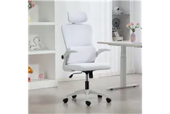 Ergonomic Executive Mesh Desk Chair - Cream White - Click for more details