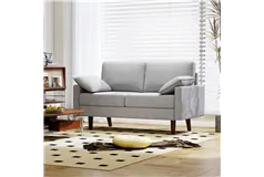 Velvet Upholstered Three-Seater Sofa Couch - Grey - Click for more details