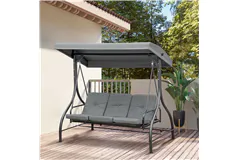 Convertible Patio Swing Chair Bed with Canopy and Cushions - Click for more details